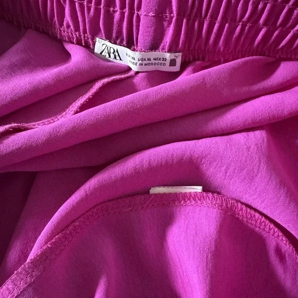 ZARA Women's Wide Leg High Rise Palazzo Pink Trousers Size XL - Picture 11 of 11